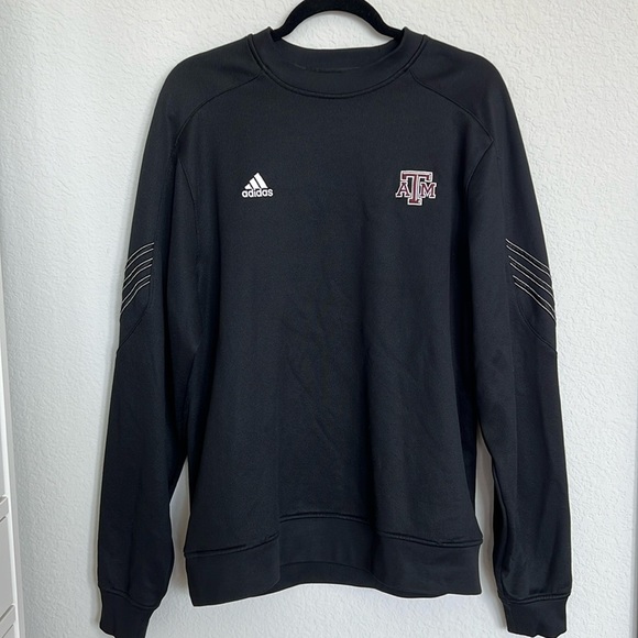 Adidas Texas A&M Black Climawarm Crewneck Sweatshirt - Picture 1 of 6